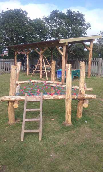 Climbing frame and shelter